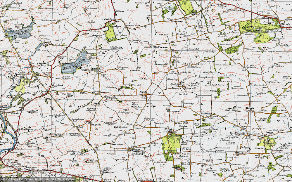 Old Map of Historic Map covering White Riggs in 1925