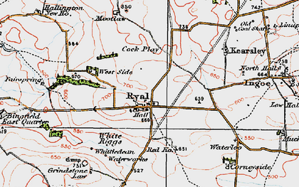 Old map of Ryal in 1925