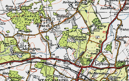 Old map of Ryarsh in 1920