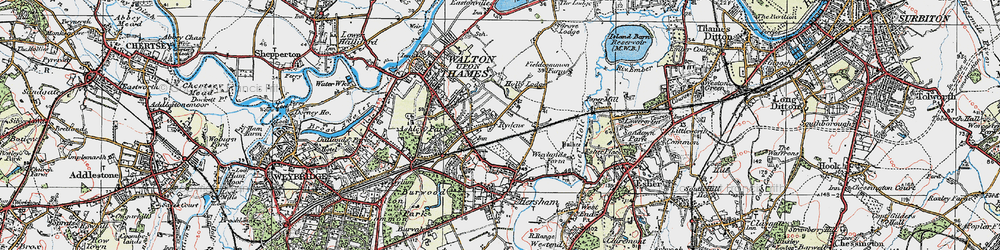 Old map of Rydens in 1920