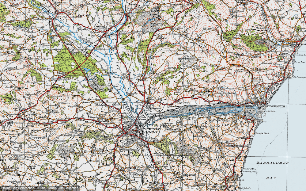 Old Map of Historic Map covering Lindridge Hill in 1919