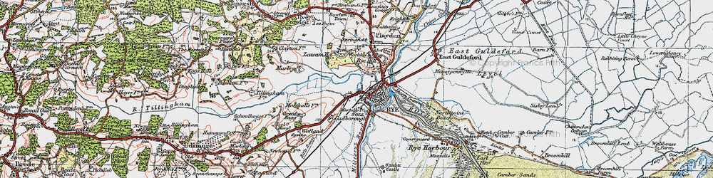 Old map of Rye in 1921
