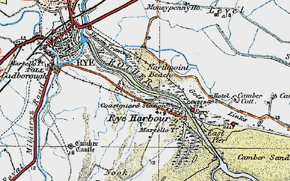 Old map of Rye Harbour in 1921