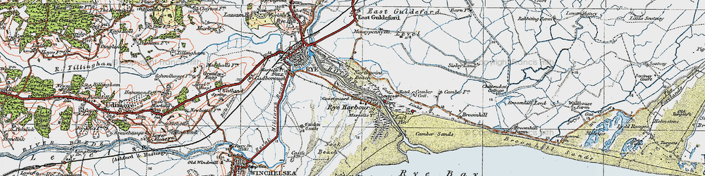 Old map of Rye Harbour in 1921