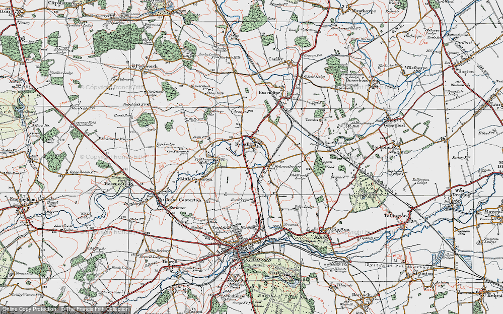 Old Map of Historic Map covering Tolethorpe Hall in 1922