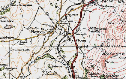 Old map of Rylstone in 1925