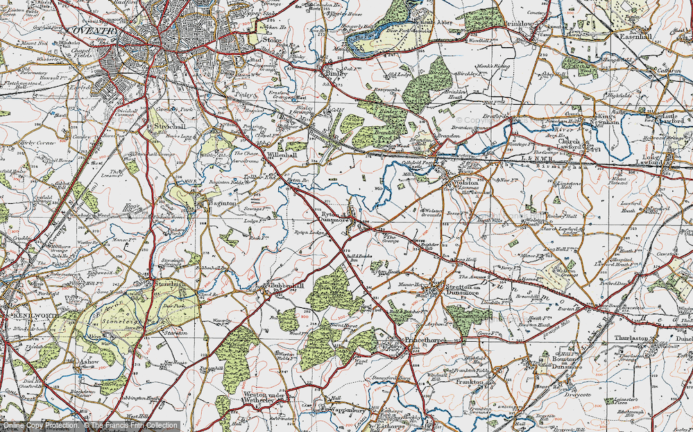Old Map of Ryton-on-Dunsmore, 1920 in 1920