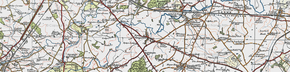 Old map of Ryton-on-Dunsmore in 1920
