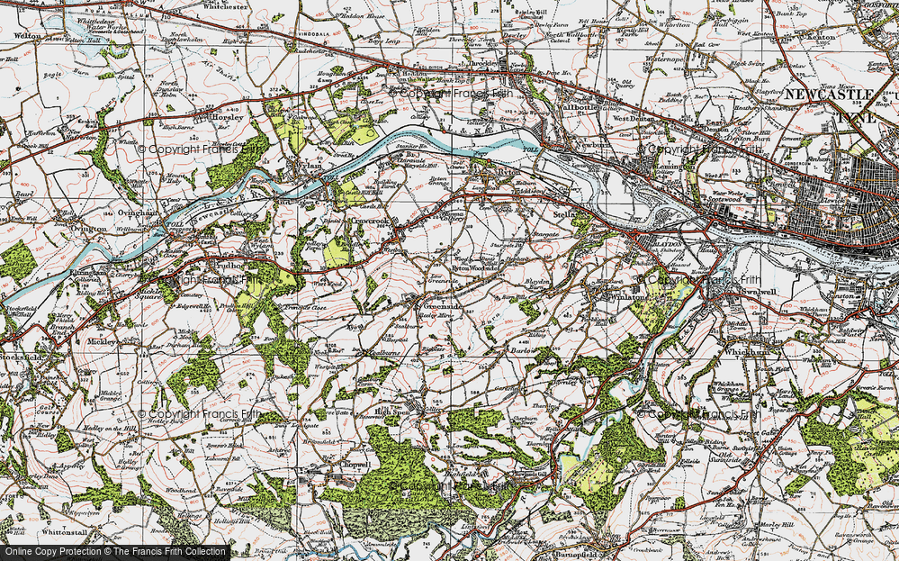 Old Map of Ryton Woodside, 1925 in 1925