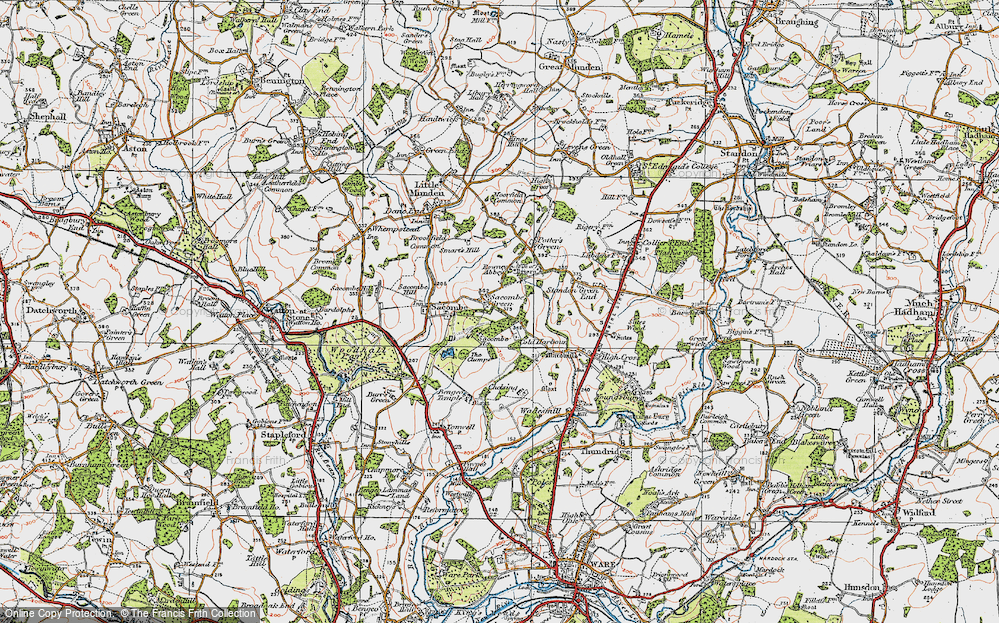 Old Map of Sacombe Green, 1919 in 1919