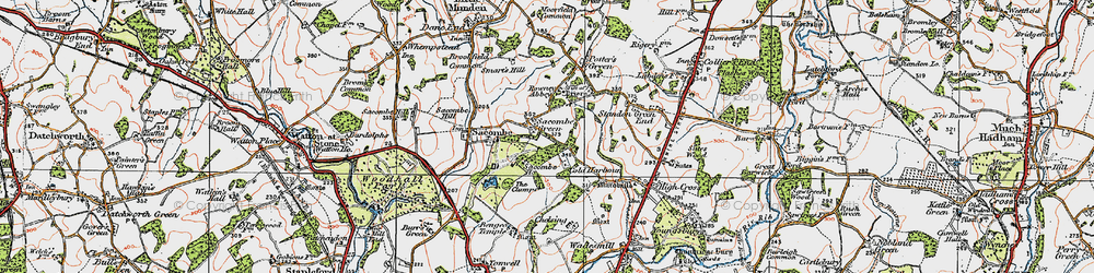 Old map of Sacombe Green in 1919