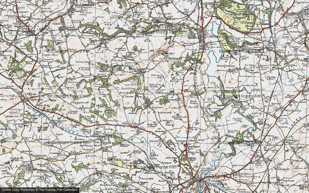 Old Map of Historic Map covering Barras Hill in 1925