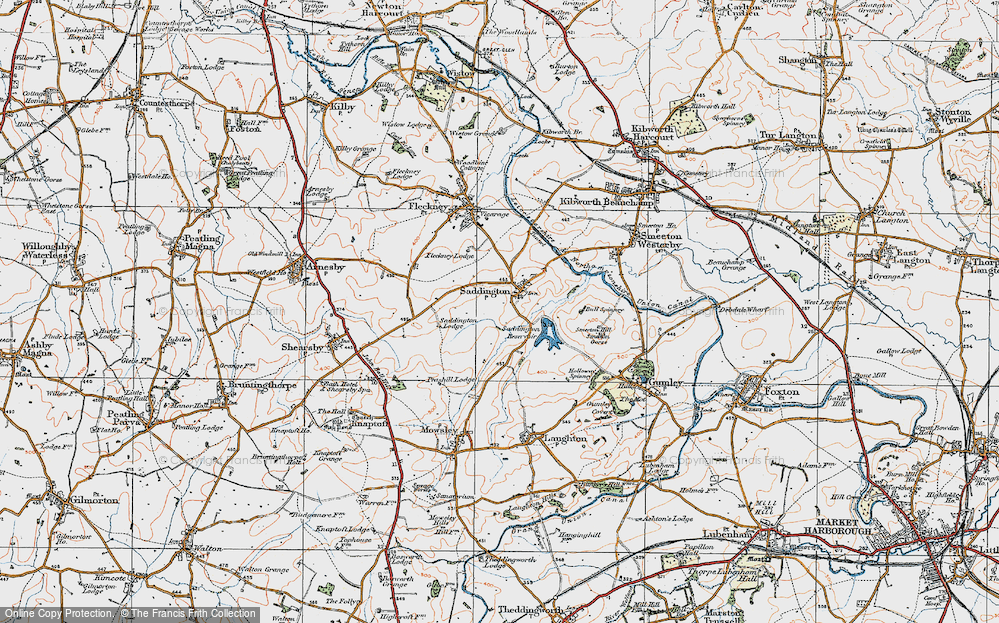 Old Map of Saddington, 1920 in 1920