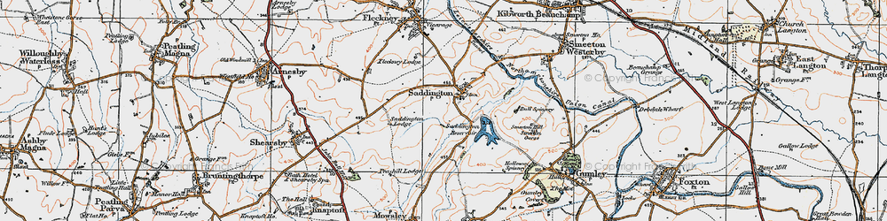 Old map of Saddington in 1920