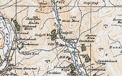 Old map of Borrowdale Moss in 1925