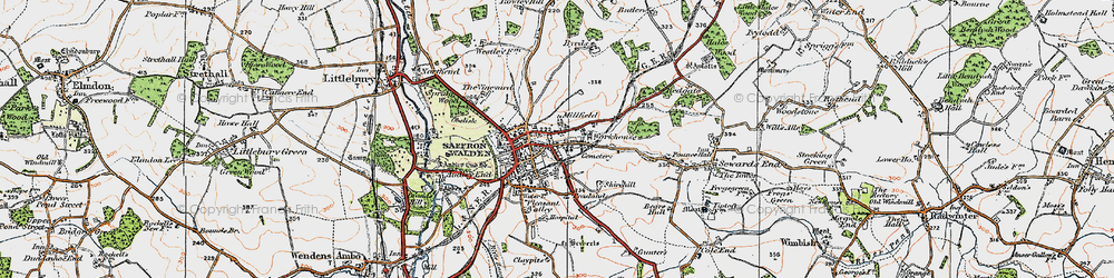 Old map of Saffron Walden in 1920