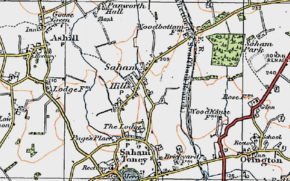 Old map of Saham Hills in 1921