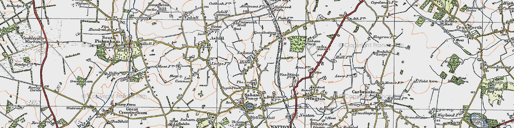 Old map of Saham Hills in 1921