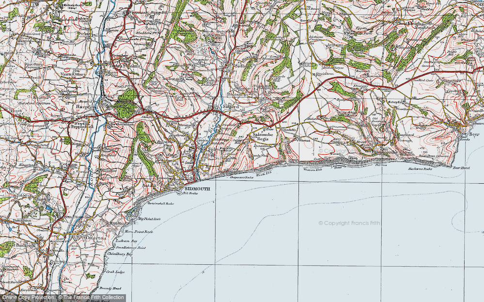 Old Map of Salcombe Regis, 1919 in 1919