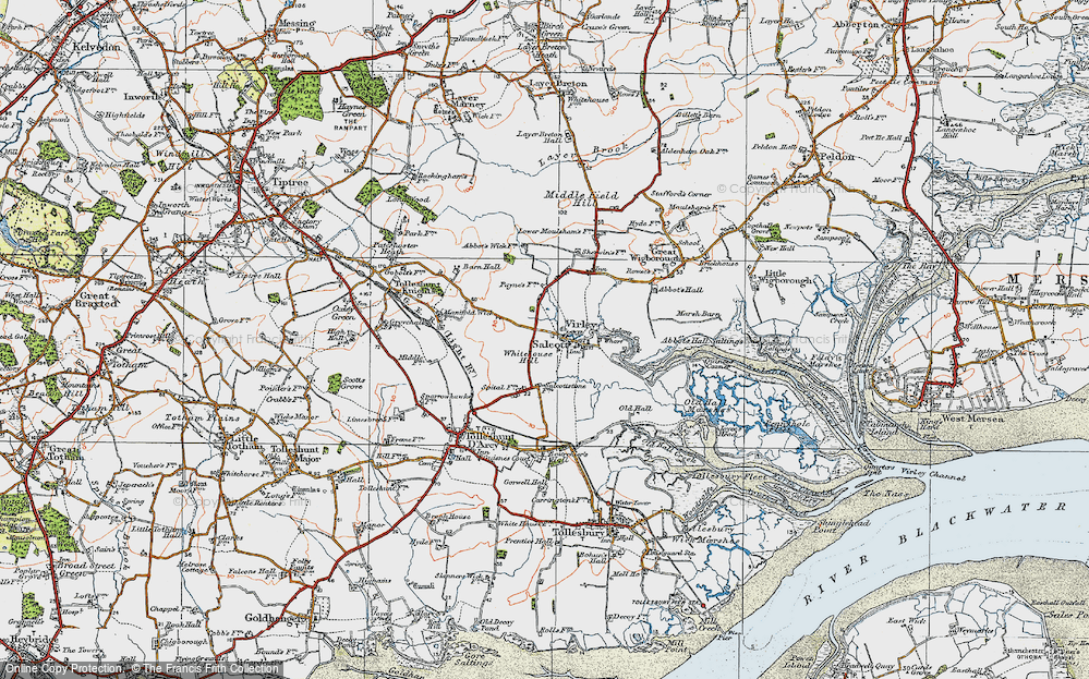 Old Map of Salcott-cum-Virley, 1921 in 1921