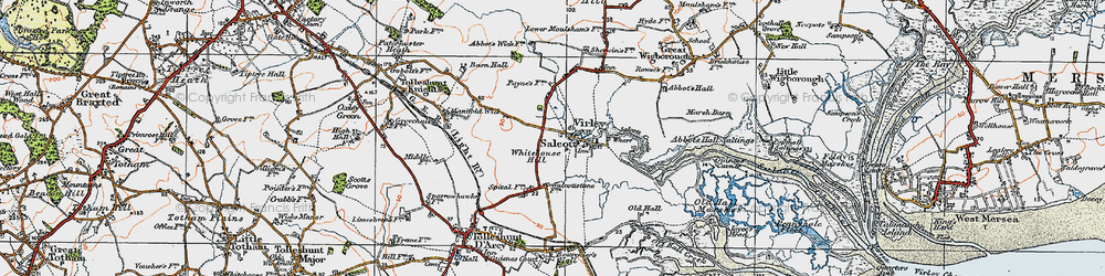 Old map of Salcott-cum-Virley in 1921