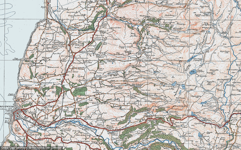Old Map of Historic Map covering Broginin in 1922