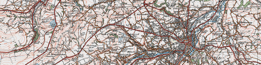 Old map of Salendine Nook in 1925