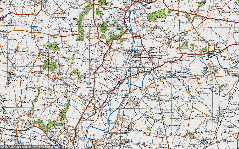 Old Map of Salford Priors, 1919 in 1919