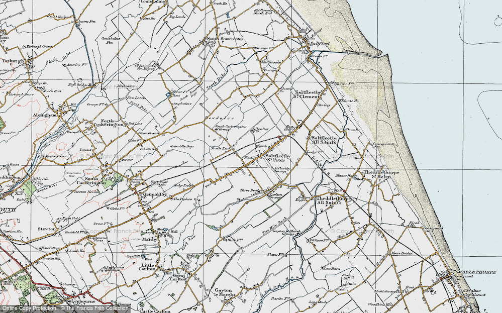 Old Map of Saltfleetby St Peter, 1923 in 1923