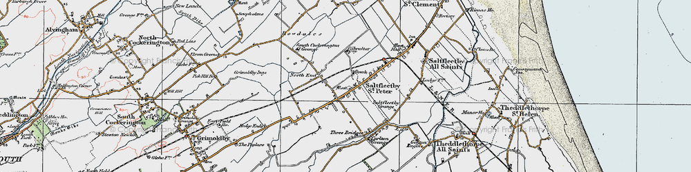 Old map of Saltfleetby St Peter in 1923