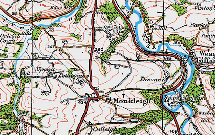 Old map of Annery in 1919