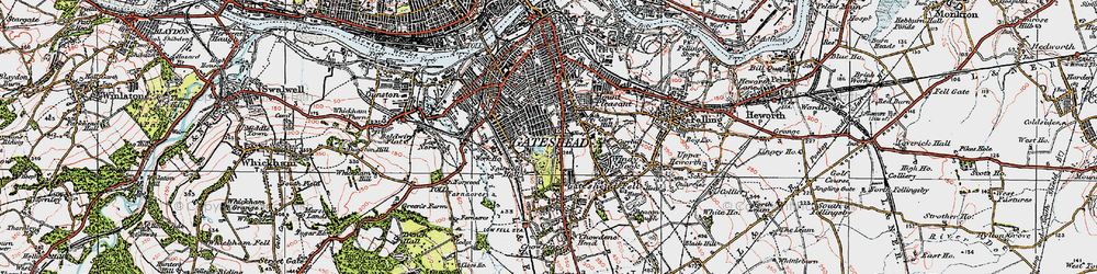 Old map of Saltwell in 1925