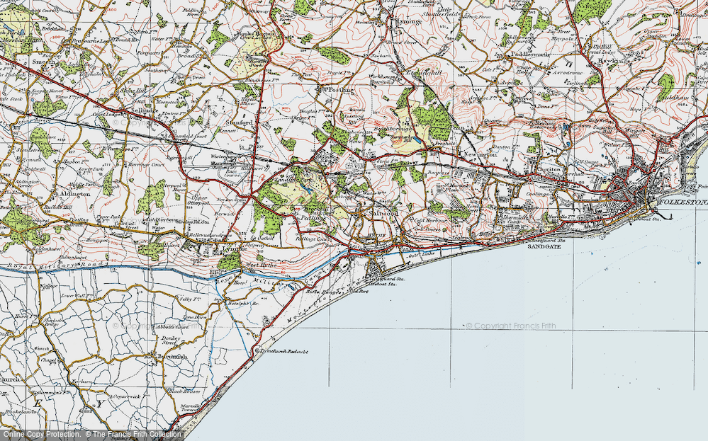 Old Map of Historic Map covering Brockhill Country Park in 1920