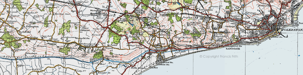 Old map of Brockhill Country Park in 1920