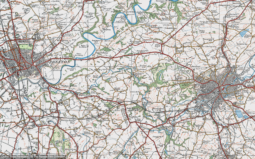 Old Map of Samlesbury Bottoms, 1924 in 1924