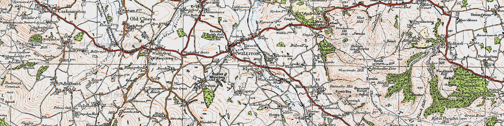 Old map of Sampford Brett in 1919