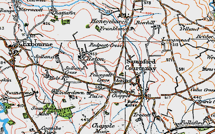 Old map of Sampford Chapple in 1919