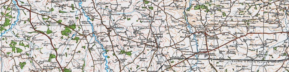 Old map of Sampford Chapple in 1919