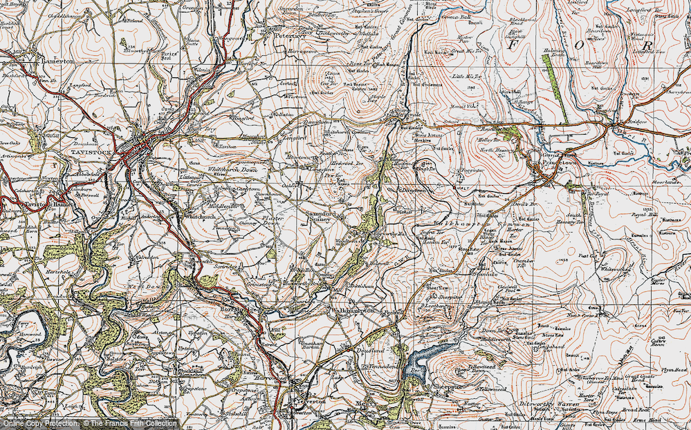 Old Map of Sampford Spiney, 1919 in 1919