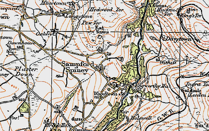 Old map of Sampford Spiney in 1919