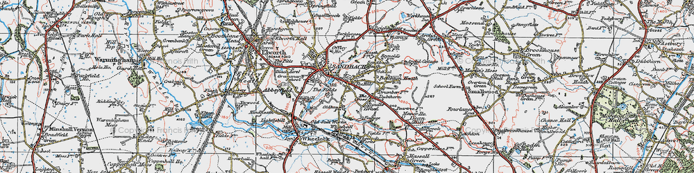 Old map of Sandbach Heath in 1923