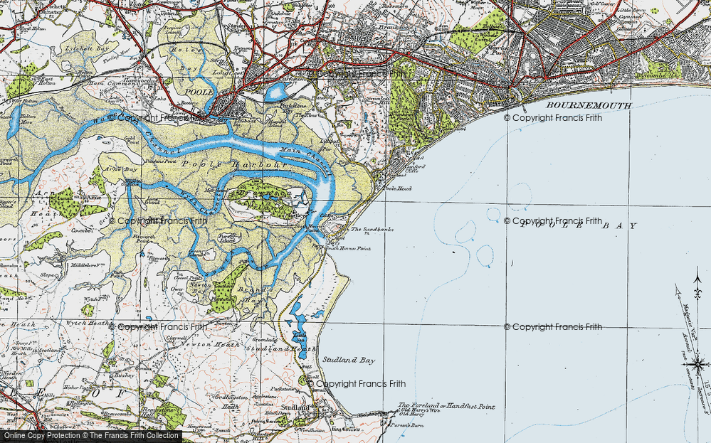Historic Ordnance Survey Map Of Sandbanks 1919 Historic Ordnance Survey Map Of Sandbanks 1919