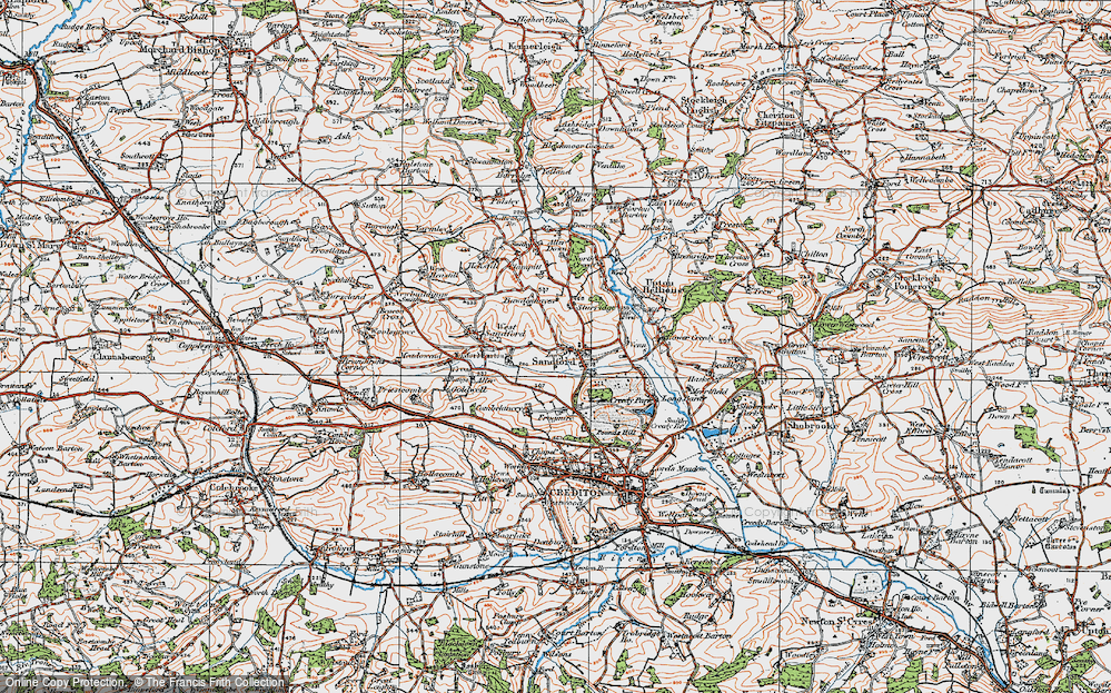 Old Map of Historic Map covering Bawdenhayes in 1919