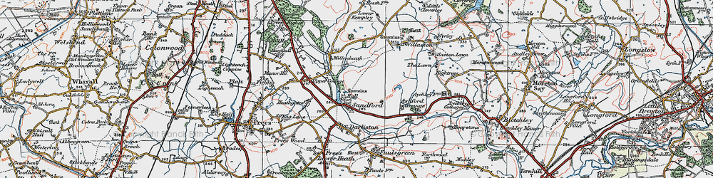 Old map of Sandford in 1921