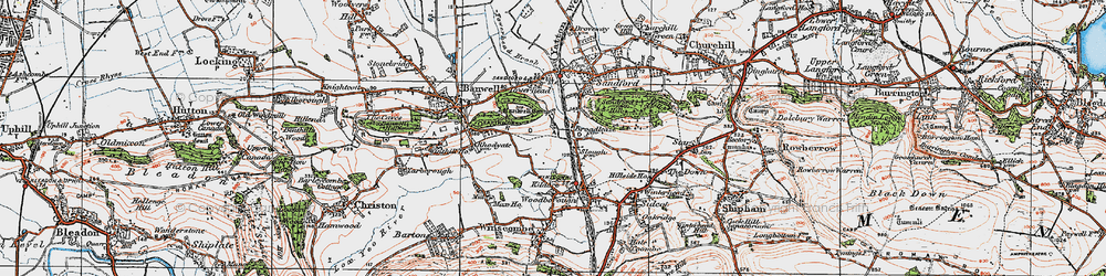 Old map of Sandford Batch in 1919