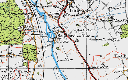 Old map of Sandford-on-Thames in 1919
