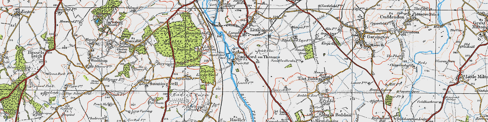 Old map of Sandford-on-Thames in 1919