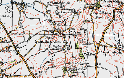 Old map of Sandford Orcas in 1919