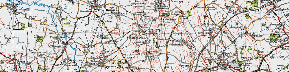 Old map of Sandford Orcas in 1919