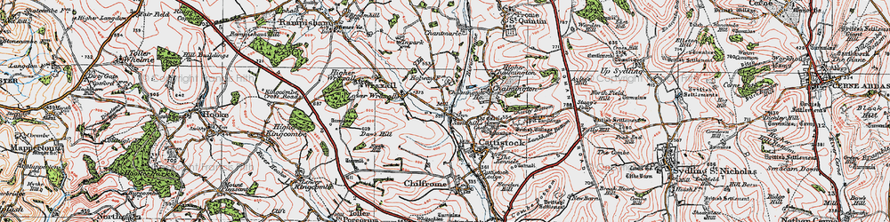 Old map of Sandhills in 1919